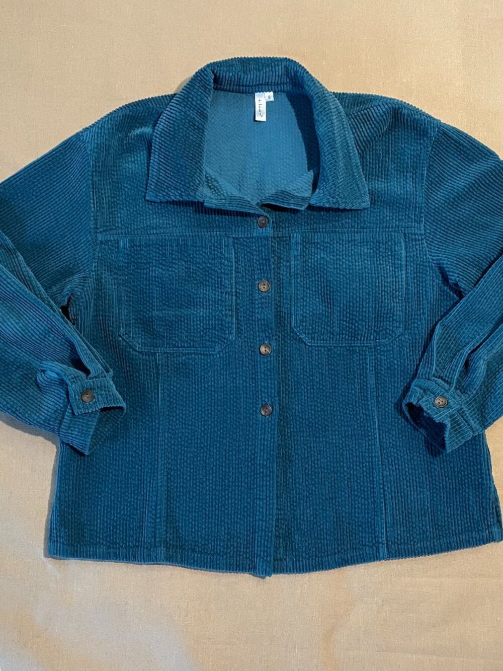NEW Kleen Cropped Jacket Size S Blue Corduroy 100% Cotton Garment Dyed Natural